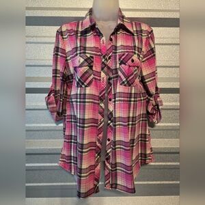 Eden & Olivia Fuchsia and Gray Plaid Shirt